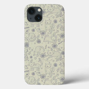 Cartoonpatroon met grappige katten Case-Mate iPhone case