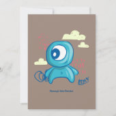 Cartoonpersonage handgetekend blauw monster kunst kaart (Voorkant)
