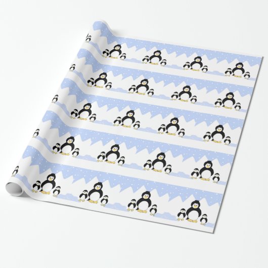 Cartoonpinguïns in de Arctis Cadeaupapier (Uitgerold)