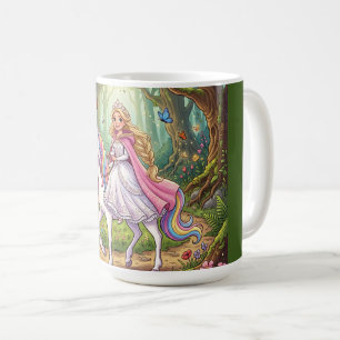 Cartoonprinses die op de eenhoorn rijdt koffiemok