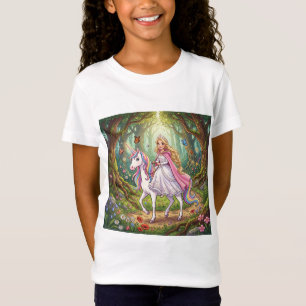 Cartoonprinses die op de eenhoorn rijdt t-shirt
