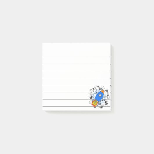 Cartoonraket met halftonen sterrenstelsel 3x3 post-it® notes (Voorkant)