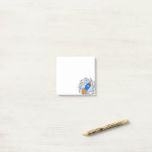 Cartoonraket met halftonen sterrenstelsel post-it® notes (Op bureau)