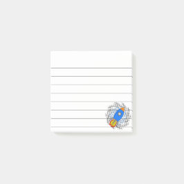 Cartoonraket met halftoon sterrenstelsel 3x3 post-it® notes