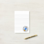 Cartoonraket met halftoon sterrenstelsel omlijnd post-it® notes (Op bureau)