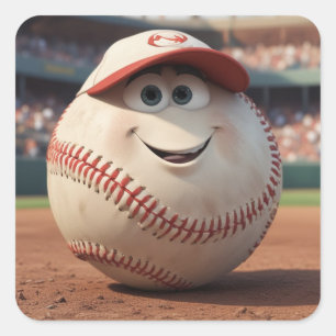 Cartoons Baseball Verjaardag Papieren Bekers Vierkante Sticker