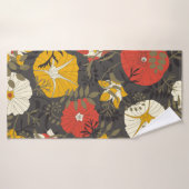 cartoons bladeren en bloemen op een donkere achter badhanddoek (Badhanddoek)