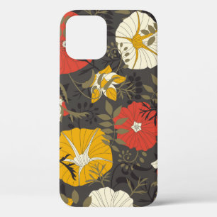cartoons bladeren en bloemen op een donkere achter Case-Mate iPhone case