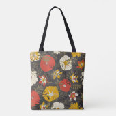 cartoons bladeren en bloemen op een donkere achter tote bag (Achterkant)
