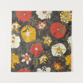 cartoons bladeren en bloemen op een donkere achter wandkleed (Voorkant (horizontaal))