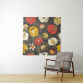 cartoons bladeren en bloemen op een donkere achter wandkleed (In Situ (horizontaal))