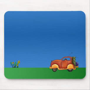 Cartoons bloemen en  muismatje voor auto's muismat