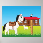 Cartoons boerderij scène met paard kat en geit poster (Voorkant)