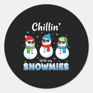 Cartoons Chillen Met Mijn Sneeuwvriendjes, Grappig Ronde Sticker