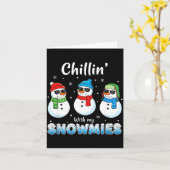 Cartoons Chillin' With My Snowmies, Funny Snowman Kaart (Gele Bloem)