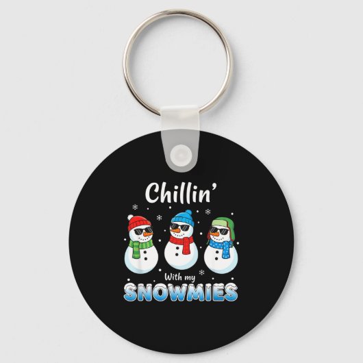 Cartoons Chillin' With My Snowmies, Funny Snowman  Sleutelhanger (Voorkant)