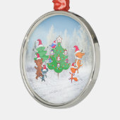 Cartoons dansen rond de kerstboom metalen ornament (Links)