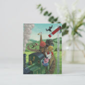 cartoons die van een treinreis genieten briefkaart (Staand voorkant)