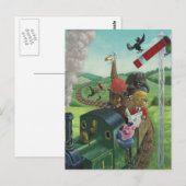 cartoons die van een treinreis genieten briefkaart (Voorkant / Achterkant)
