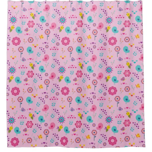 Cartoons en bijen douchegordijn (Voorkant)