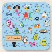 Cartoons geven de kinder naam van de schattige bla bier onderzetter (Voorkant)