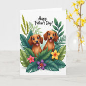 Cartoons Hond Vaderdag Kaart (Gele Bloem)