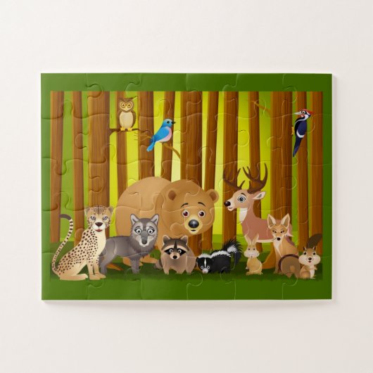 Cartoons in het bos legpuzzel (Horizontaal)