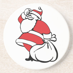 Cartoons Kerstmis Jolly Sint Nicolaas, Zak met Spe Zandsteen Onderzetter