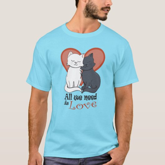 Cartoons met hart Alles wat je nodig hebt is Liefd T-shirt (Voorkant)