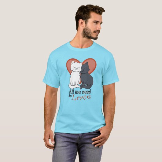 Cartoons met hart Alles wat je nodig hebt is Liefd T-shirt (Voorkant volledig)
