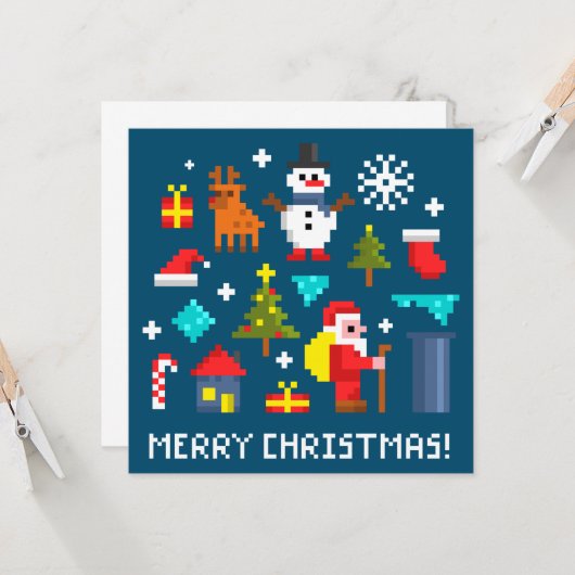 Cartoons met prettige kerstdagen kaart (Voorkant / Achterkant in situ)