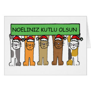 Cartoons met vrolijke kerstmis in Santa Hats