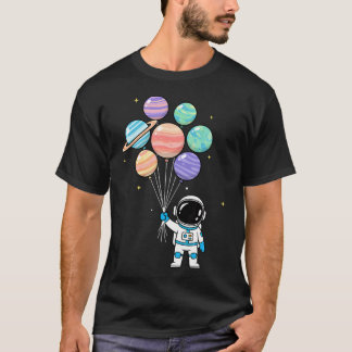 Cartoons Ruimtevaarder Met Planeet Ballonnen Schat T-shirt