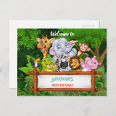 Cartoons safari uitnodiging briefkaart (Voorkant / Achterkant)