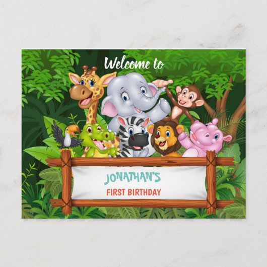 Cartoons safari uitnodiging briefkaart (Voorkant)