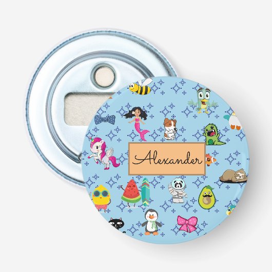 Cartoons sparren kinder cartoons button flesopener (Voorkant)
