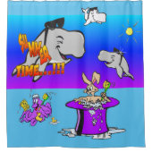 Cartoons van de zomertijd Turqoise Showgordijn Douchegordijn (Voorkant)