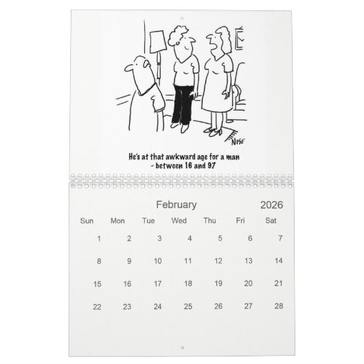 Cartoons van Nigel Sutherland Kalender (Feb 2026)
