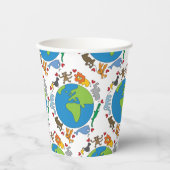 Cartoons van  van de wereld die van de vrede en li papieren bekers (Voorkant)