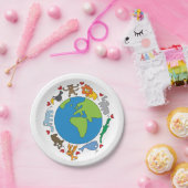 Cartoons van  van de wereld die van de vrede en li papieren bordje (Feest)