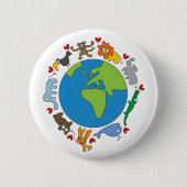 Cartoons van van de wereld die van de vrede en li ronde button 5,7 cm (Voorkant)
