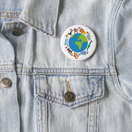 Cartoons van van de wereld die van de vrede en li ronde button 5,7 cm (In situ)
