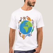 Cartoons van  van de wereld die van de vrede en li t-shirt (Voorkant)