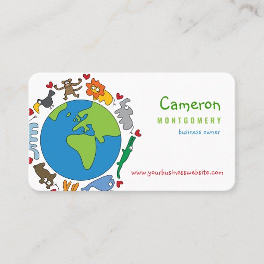 Cartoons van  van de wereld die van de vrede en li visitekaartje (Voorkant)