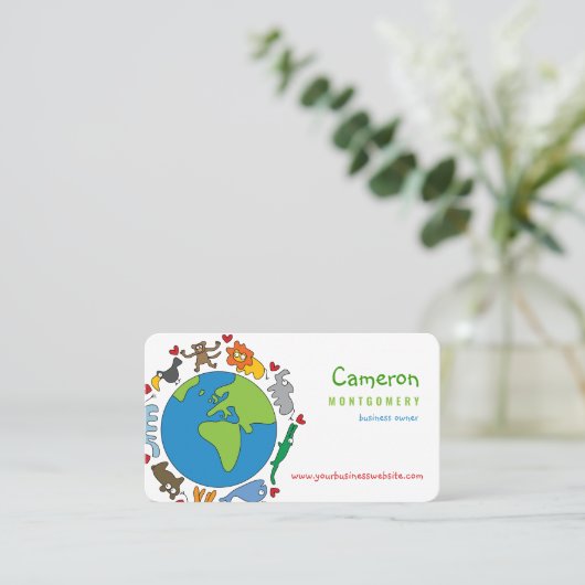 Cartoons van  van de wereld die van de vrede en li visitekaartje (Staand voorkant)