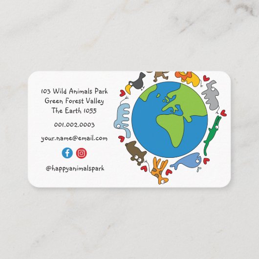 Cartoons van  van de wereld die van de vrede en li visitekaartje (Achterkant)