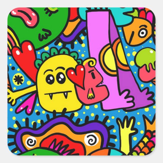 Cartoons Vierkante Sticker (Voorkant)