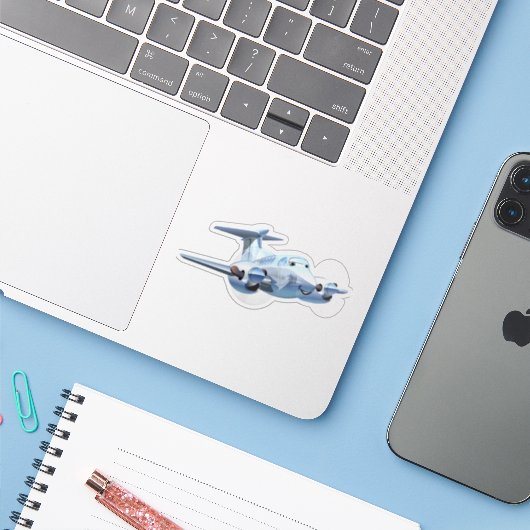 Cartoons vlak sticker (Laptop met iPhone)