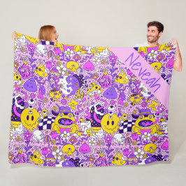 Cartoons voor Cute Doodle Hippy Style Fleece Deken