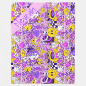 Cartoons voor Cute Doodle Hippy Style Fleece Deken (Voorkant)